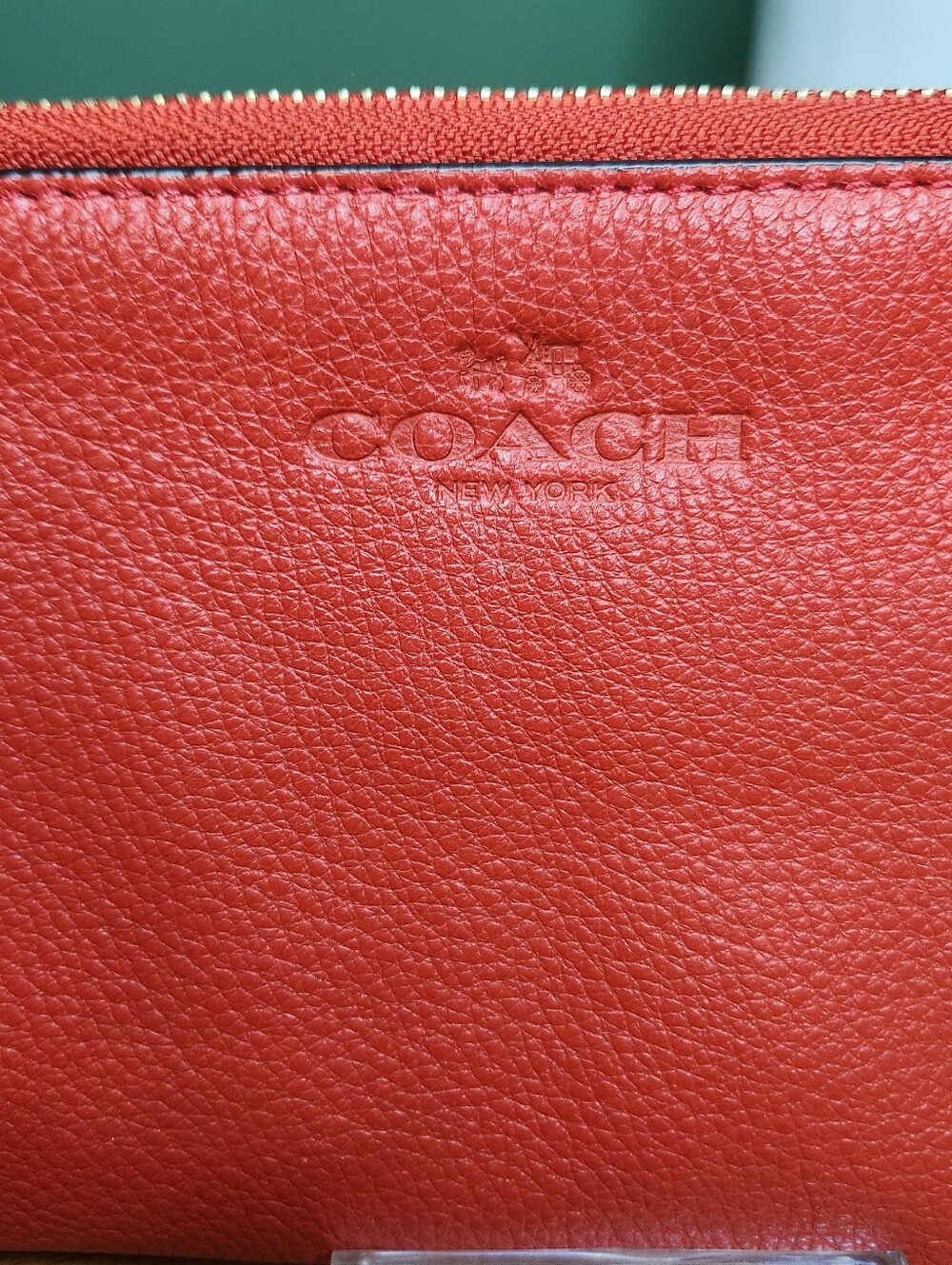 Coach Double Zip Wristlet Red Pebbled Leather EUC - Picture 3 of 12